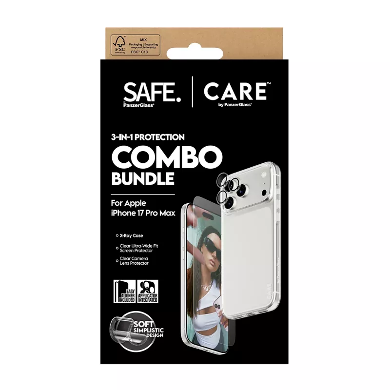 Combo protezione schermo, custodia e protezione lenti fotocamera PanzerGlass per iPhone 17 Pro Max CR60725