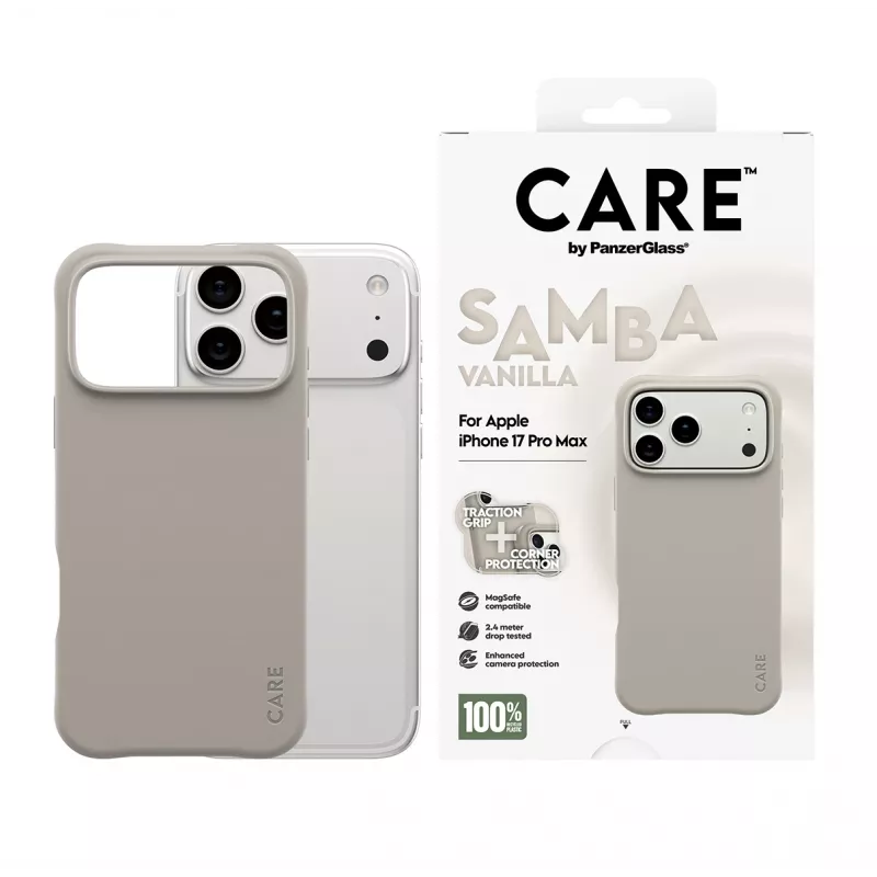 Cover PanzerGlass CARE by Fashionable Case Samba Vanilla compatibile MagSafe per iPhone 17 Pro Max