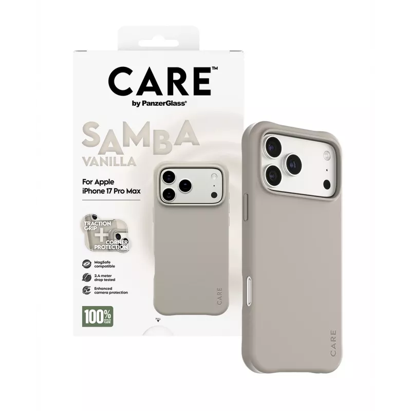 Cover PanzerGlass CARE by Fashionable Case Samba Vanilla compatibile MagSafe per iPhone 17 Pro Max