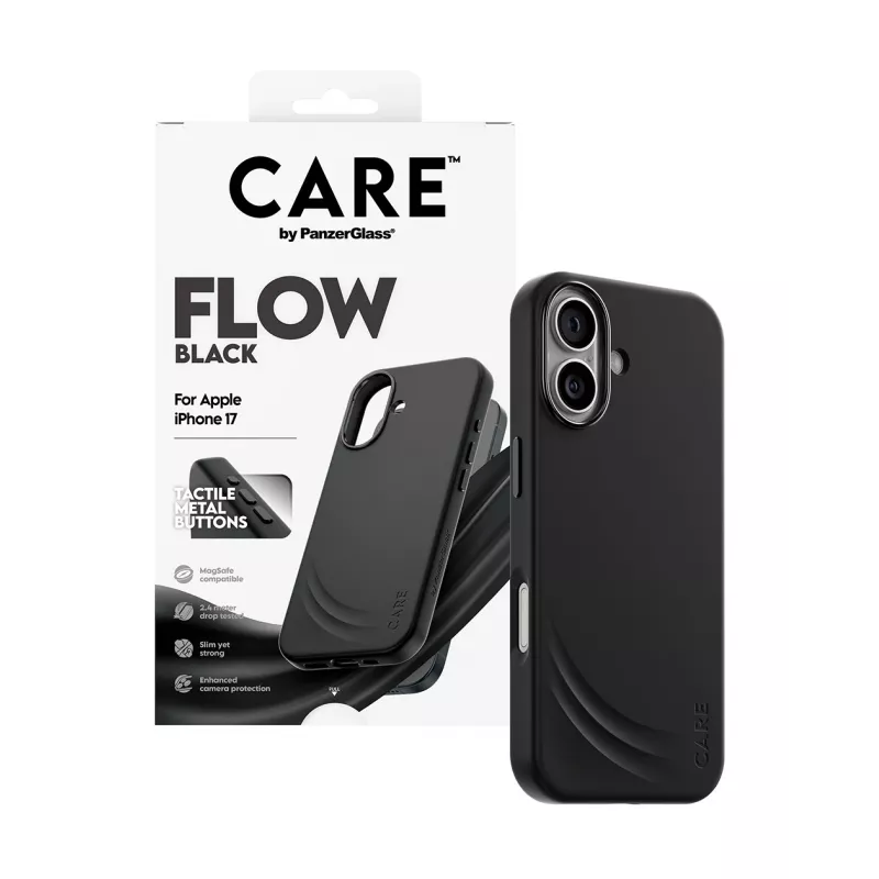 Custodia protettiva PanzerGlass CARE Feature FLOW Case nero compatibile MagSafe per iPhone 17