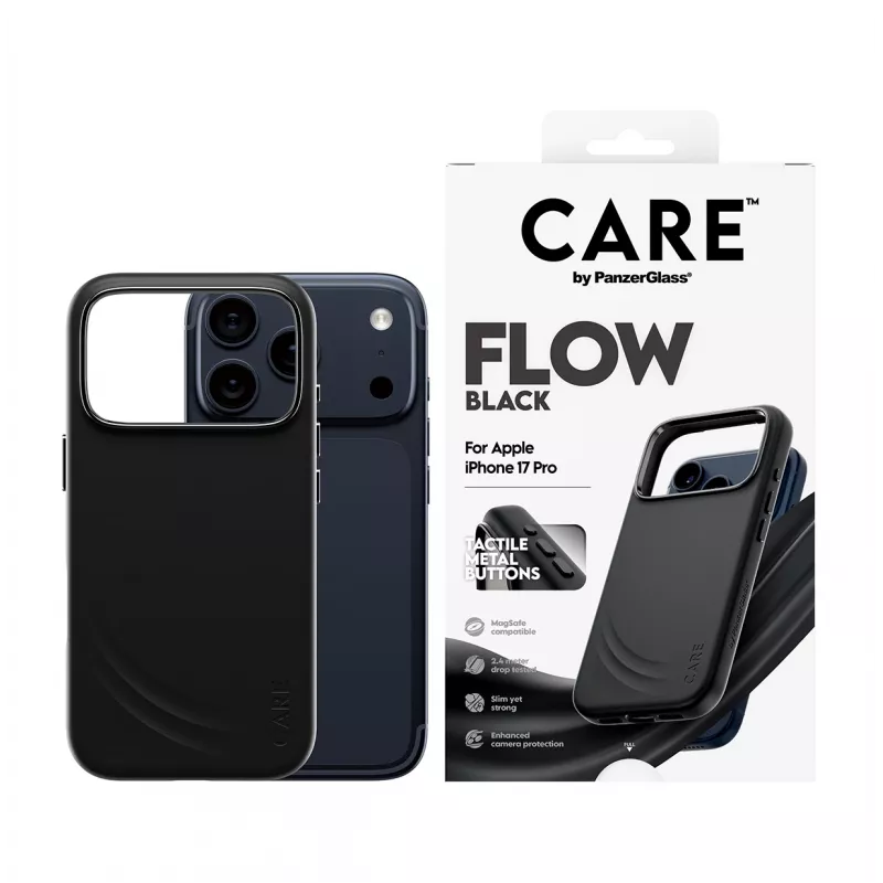 Custodia protettiva PanzerGlass CARE by Feature FLOW Case nero compatibile MagSafe per iPhone 17 Pro