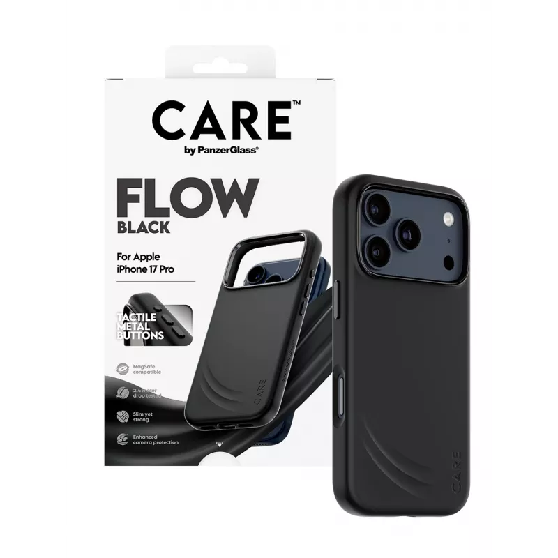 Custodia protettiva PanzerGlass CARE by Feature FLOW Case nero compatibile MagSafe per iPhone 17 Pro