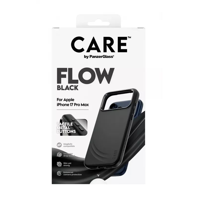 Custodia protettiva PanzerGlass CARE by Feature FLOW per iPhone 17 Pro Max, cover, nero, compatibile MagSafe