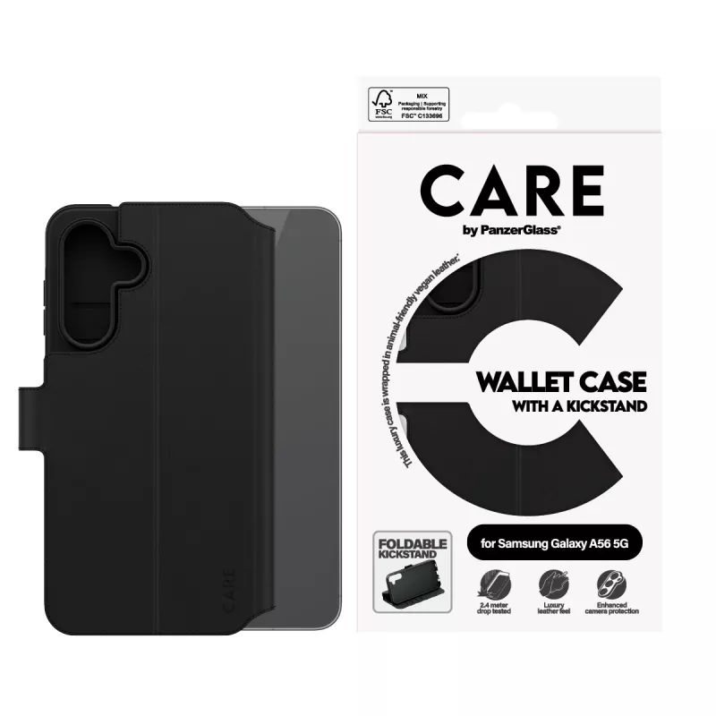 Custodia portafoglio PanzerGlass Samsung Galaxy A56 5G nero con kickstand