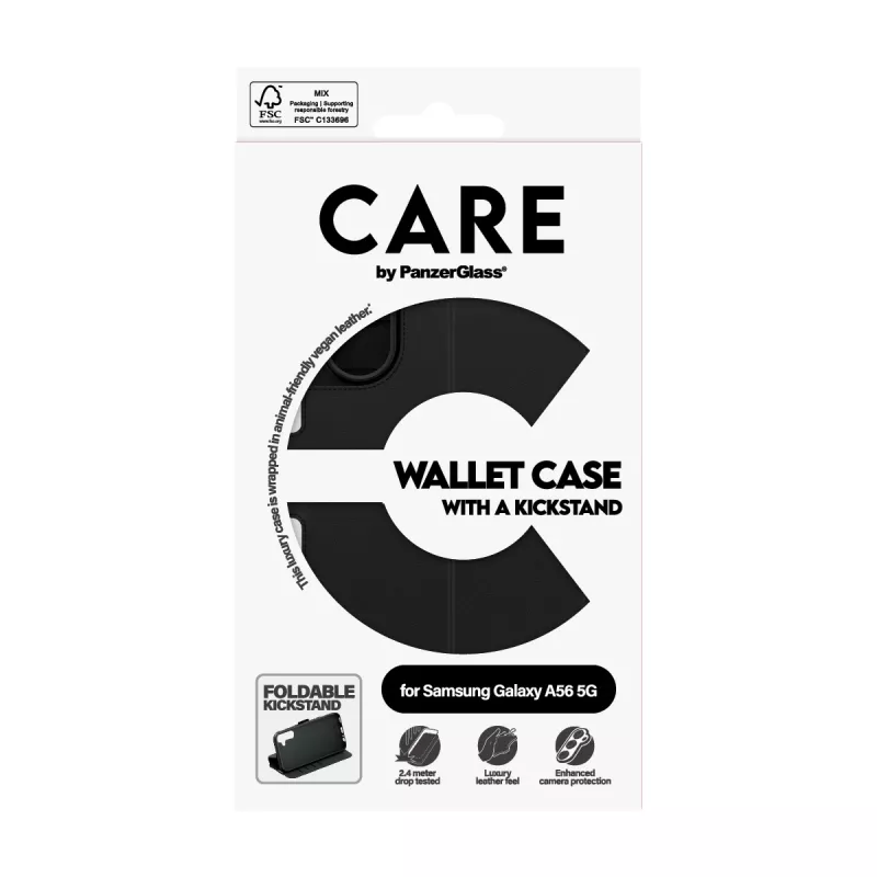 Custodia portafoglio PanzerGlass Samsung Galaxy A56 5G nero con kickstand