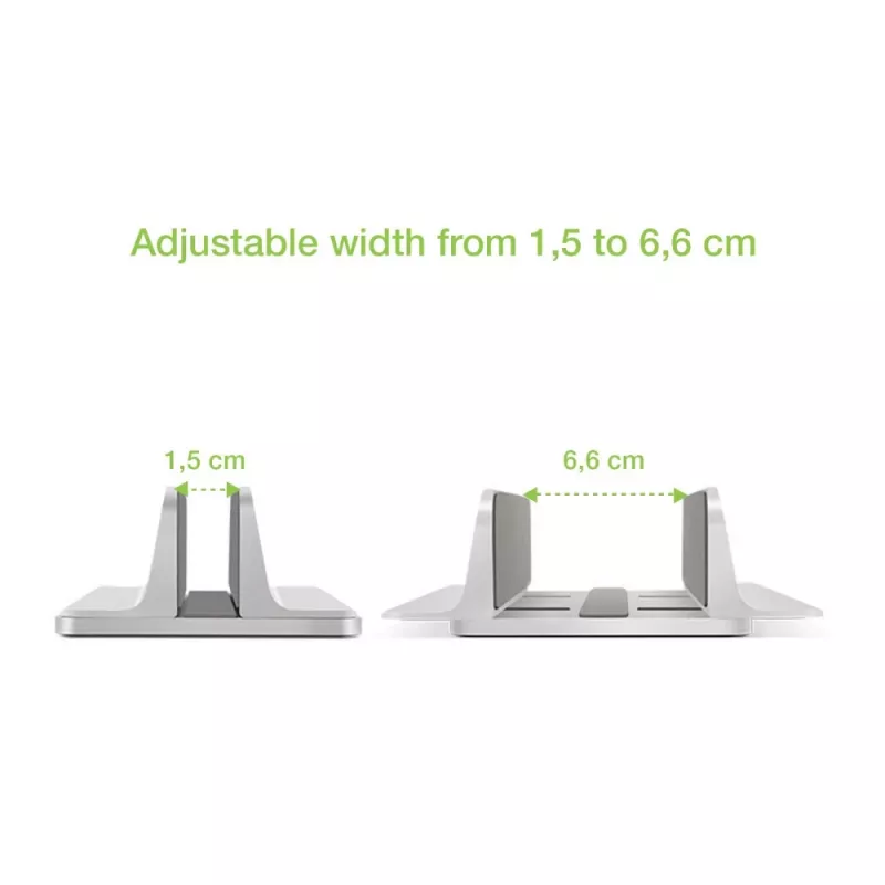 Techly ICA-TBL 010 supporto verticale in alluminio per laptop fino a 17 pollici, larghezza regolabile