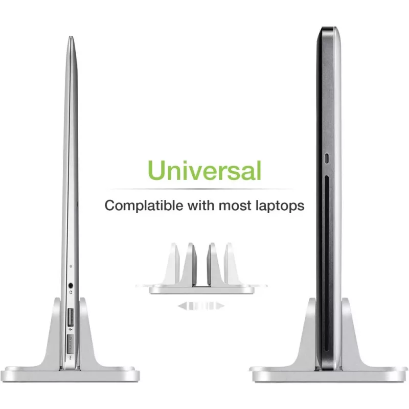 Techly ICA-TBL 010 supporto verticale in alluminio per laptop fino a 17 pollici, larghezza regolabile
