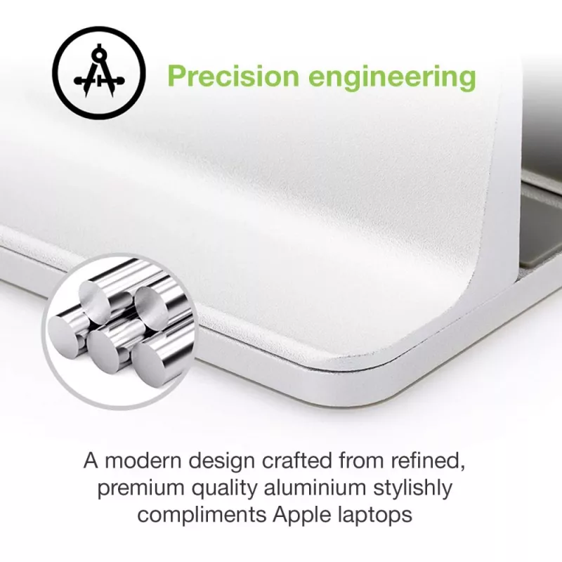 Techly ICA-TBL 010 supporto verticale in alluminio per laptop fino a 17 pollici, larghezza regolabile