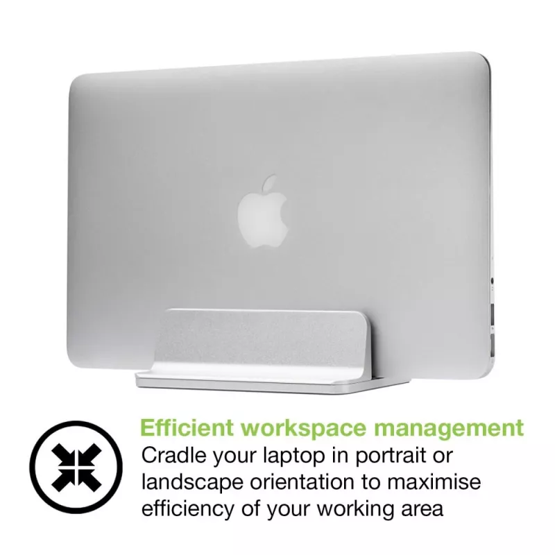 Techly ICA-TBL 010 supporto verticale in alluminio per laptop fino a 17 pollici, larghezza regolabile