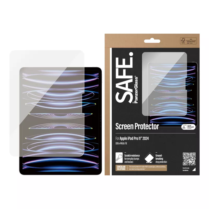 PanzerGlass SAFE95857 SAFE protezione schermo in vetro temperato per iPad Pro 11 (2024), Ultra-Wide Fit