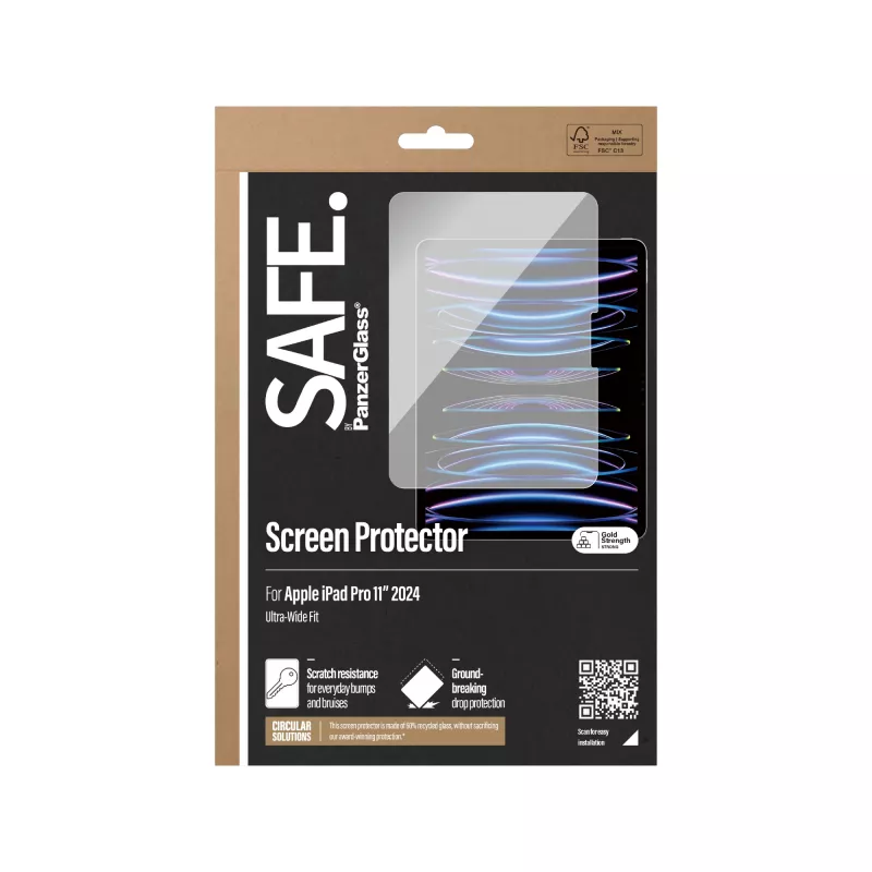 PanzerGlass SAFE95857 SAFE protezione schermo in vetro temperato per iPad Pro 11 (2024), Ultra-Wide Fit