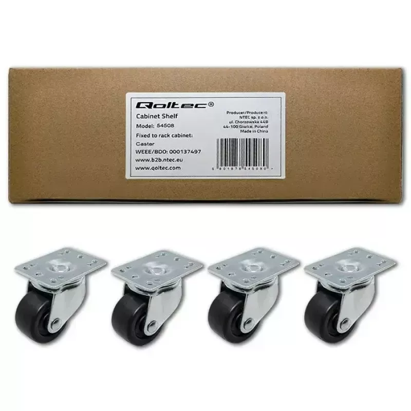 Set di rotelle per rack QOLTEC 4 pezzi senza freno modello 54508