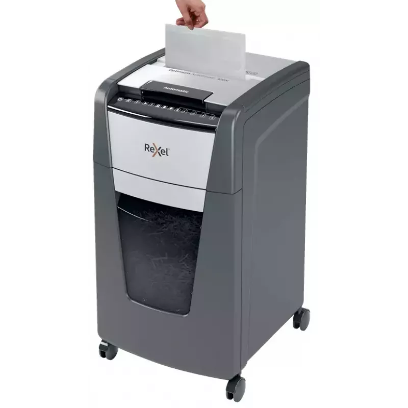 Distruggidocumenti Rexel Optimum Auto+ 300M microtaglio 55 dB 23 cm nero, grigio