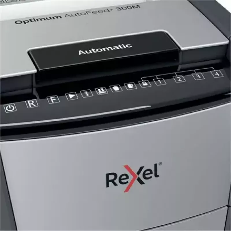 Distruggidocumenti Rexel Optimum Auto+ 300M microtaglio 55 dB 23 cm nero, grigio