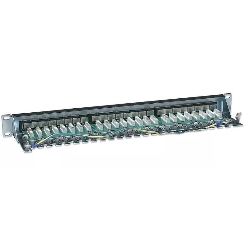 Patch panel Intellinet, Cat6, FTP, 24 porte, 1U, schermato, barrette LSA 90° Top-Entry, nero
