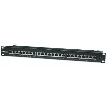 Patch panel Intellinet, Cat6, FTP, 24 porte, 1U, schermato, barrette LSA 90° Top-Entry, nero