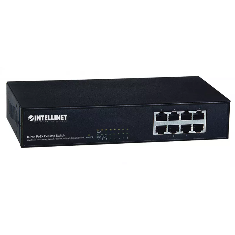 Switch Intellinet 8 porte Fast Ethernet PoE+, 8 porte PoE, 1,6 Gbit/s