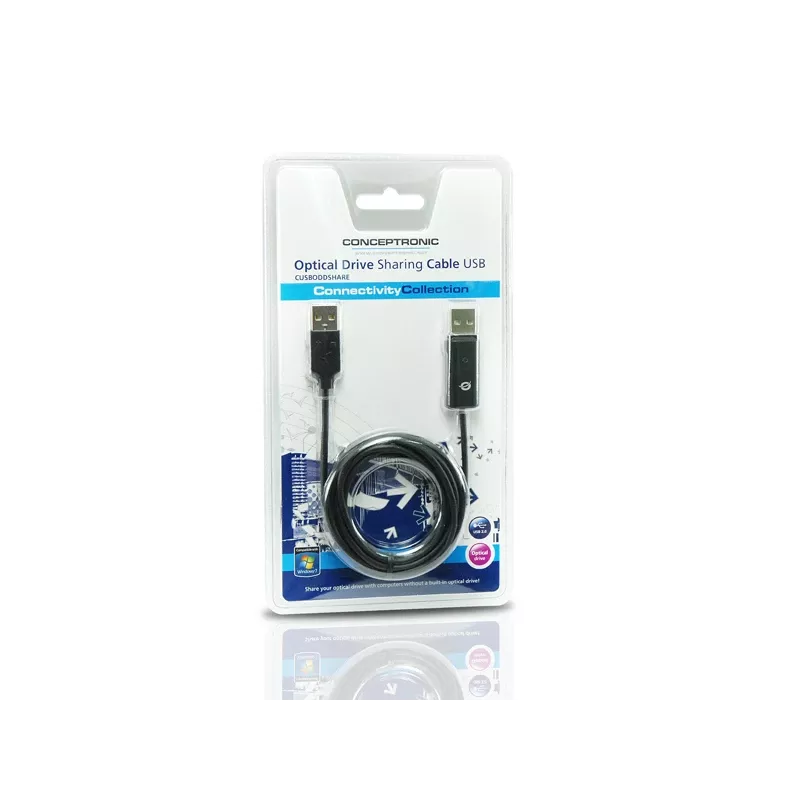 Cavo condivisione unità ottica Conceptronic USB, 1,8 m, nero, USB A, USB A, maschio/maschio, 20 g