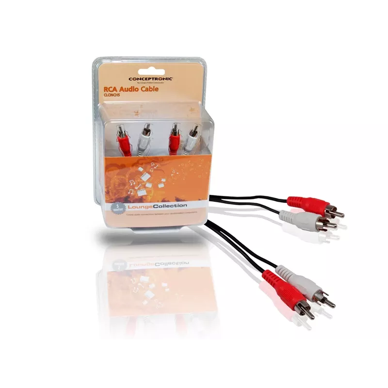 Cavo audio RCA Conceptronic, RCA, connettore maschio, RCA, connettore maschio, 5 m, nero