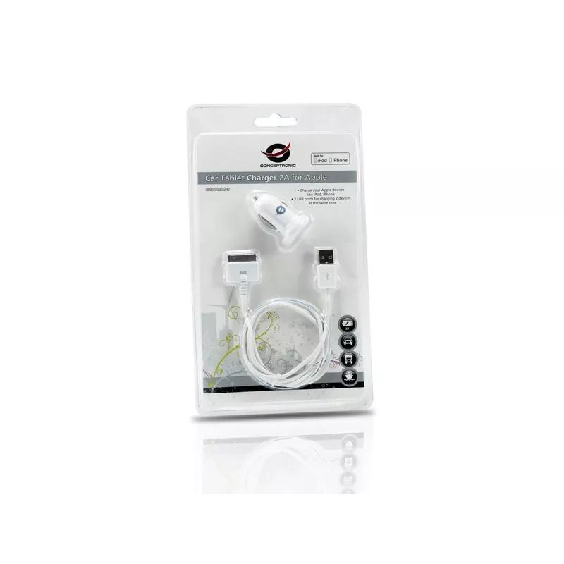 Caricabatterie auto per tablet Conceptronic 2A per Apple, accendisigari, 5 V, bianco