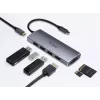 Equip 133482 adattatore multifunzione USB-C 7 in 1, USB 3.2 Gen 1, HDMI 4K 30 Hz, 3x USB 3.0, SD/microSD, USB-C PD 100 W, alluminio