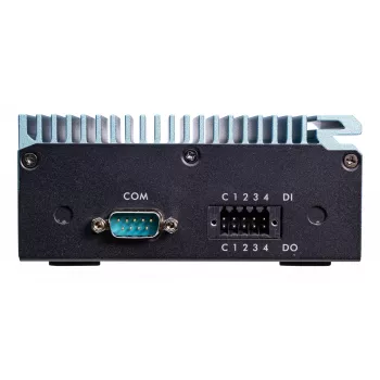 Shuttle Edge PC SPCEL02, Intel Celeron J6412, 1x HDMI, 2x 2.5G LAN, 1x COM, DIO (4x in, 4x out), 3x USB, 2x M.2, 12-24V, funzionamento continuo 24/7, senza ventola, incl. staffa VESA e guida DIN