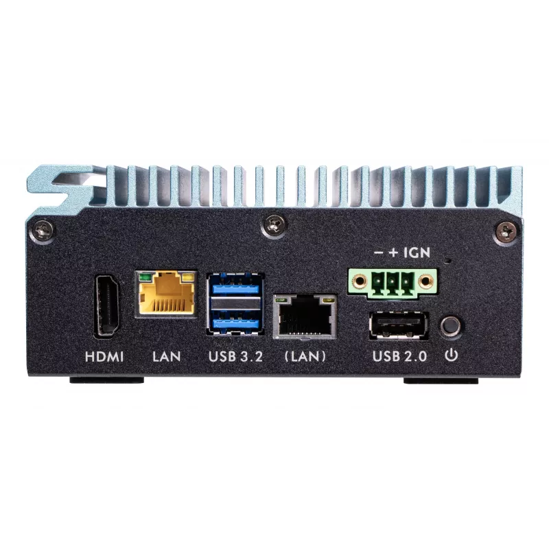 Shuttle Edge PC SPCEL02, Intel Celeron J6412, 1x HDMI, 2x 2.5G LAN, 1x COM, DIO (4x in, 4x out), 3x USB, 2x M.2, 12-24V, funzionamento continuo 24/7, senza ventola, incl. staffa VESA e guida DIN