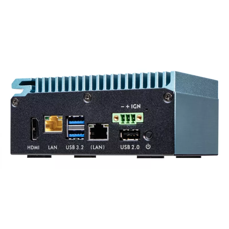 Shuttle Edge PC SPCEL02, Intel Celeron J6412, 1x HDMI, 2x 2.5G LAN, 1x COM, DIO (4x in, 4x out), 3x USB, 2x M.2, 12-24V, funzionamento continuo 24/7, senza ventola, incl. staffa VESA e guida DIN
