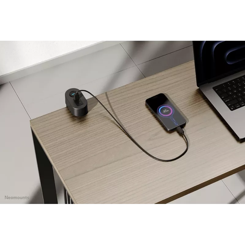 Neomounts DS22-840BL6 Presa da tavolo con morsetto e porte USB-C e USB-A – ricarica rapida