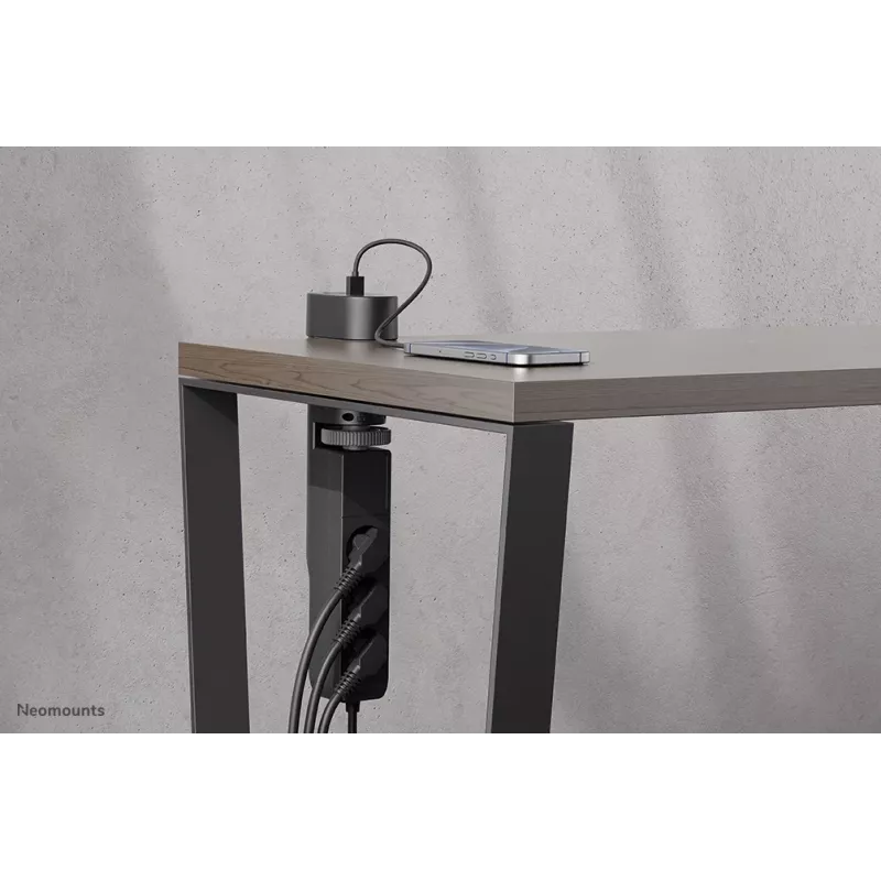 Neomounts DS22-840BL6 Presa da tavolo con morsetto e porte USB-C e USB-A – ricarica rapida
