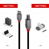 Lindy 36943 cavo USB 2.0 da Type-C a Type-B, Anthra Line, 3 m, 480 Mbit/s, nero