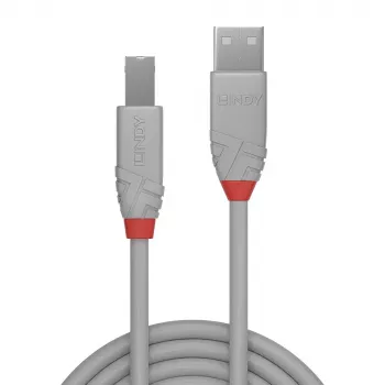 Cavo USB 2.0 Type-A a B Lindy 0,5 m, Anthra Line, grigio