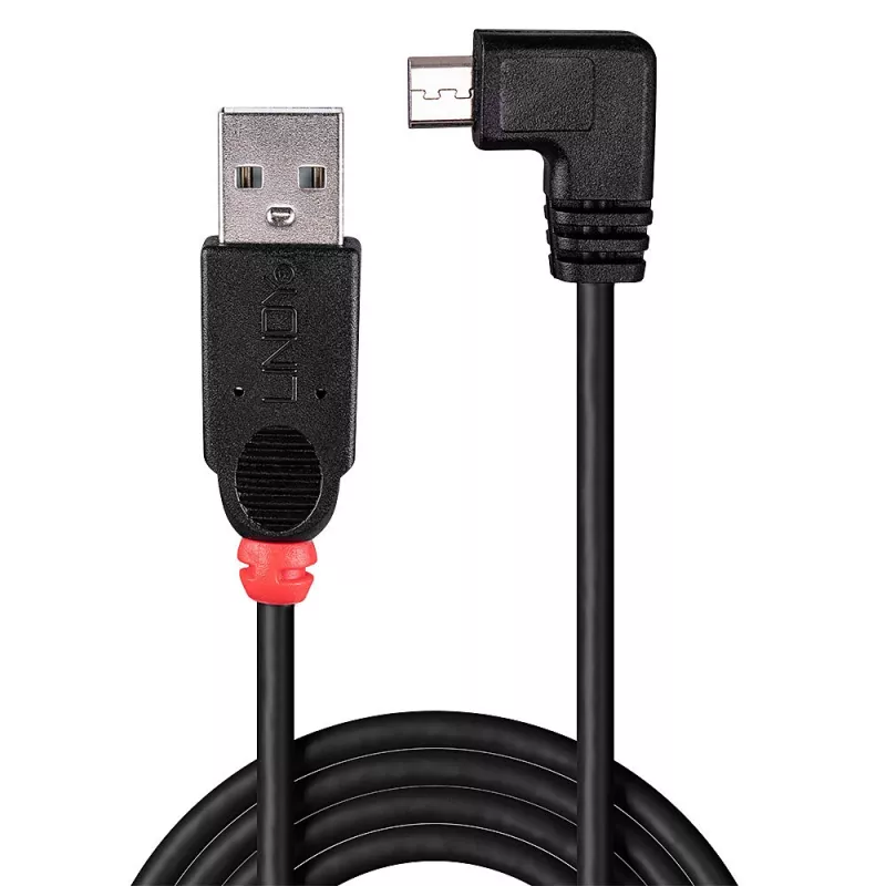 Cavo USB 2.0 Lindy 1 m - Type-A a Micro-B, angolare 90 gradi
