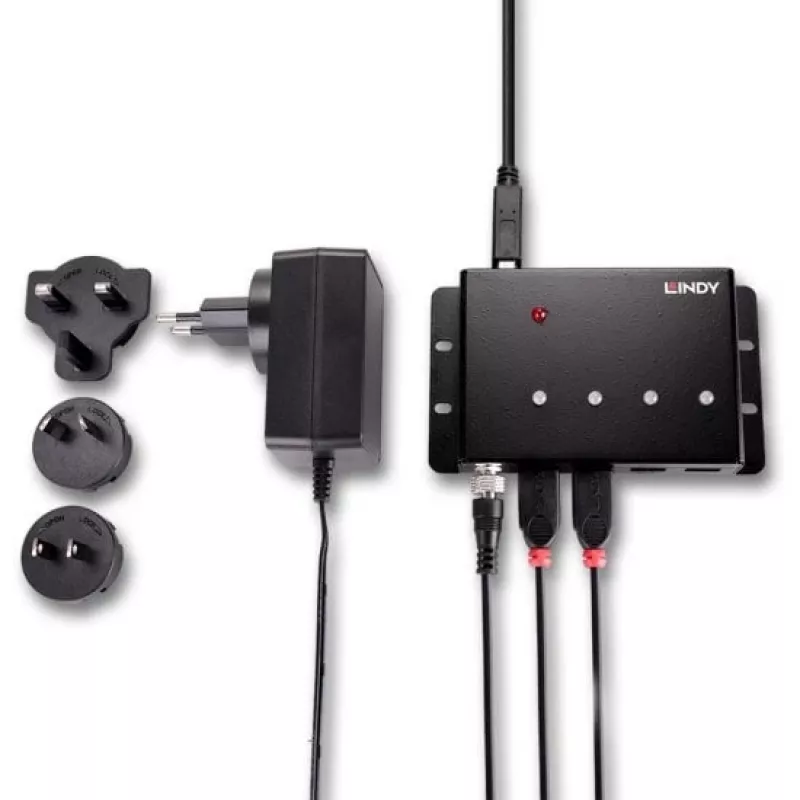 Hub USB 3.0 4 porte in metallo Lindy