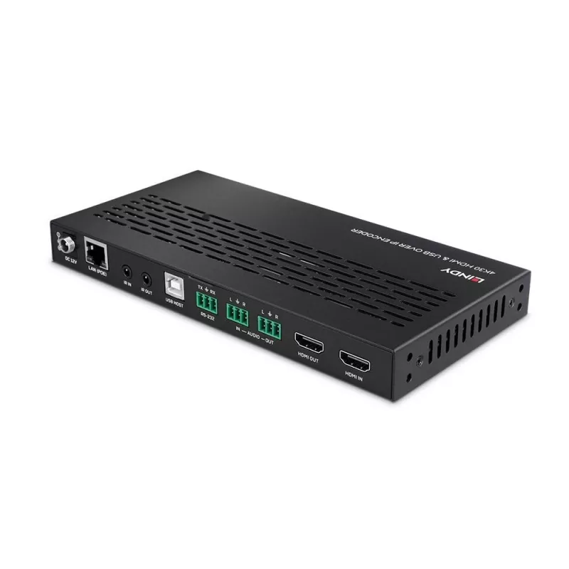 Lindy 38396 encoder 4K30 HDMI e USB over IP, Multicast e Videowall, HDMI 2.0, HDCP 2.2, PoE, 100 m