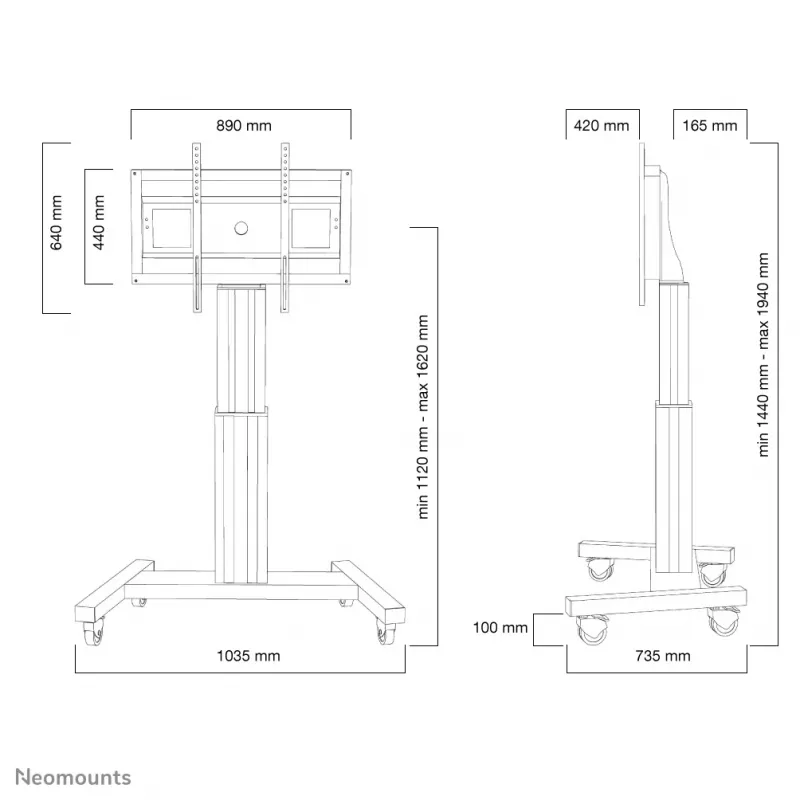 Carrello per TV Neomounts PLASMA-M2500SILVER 42-100