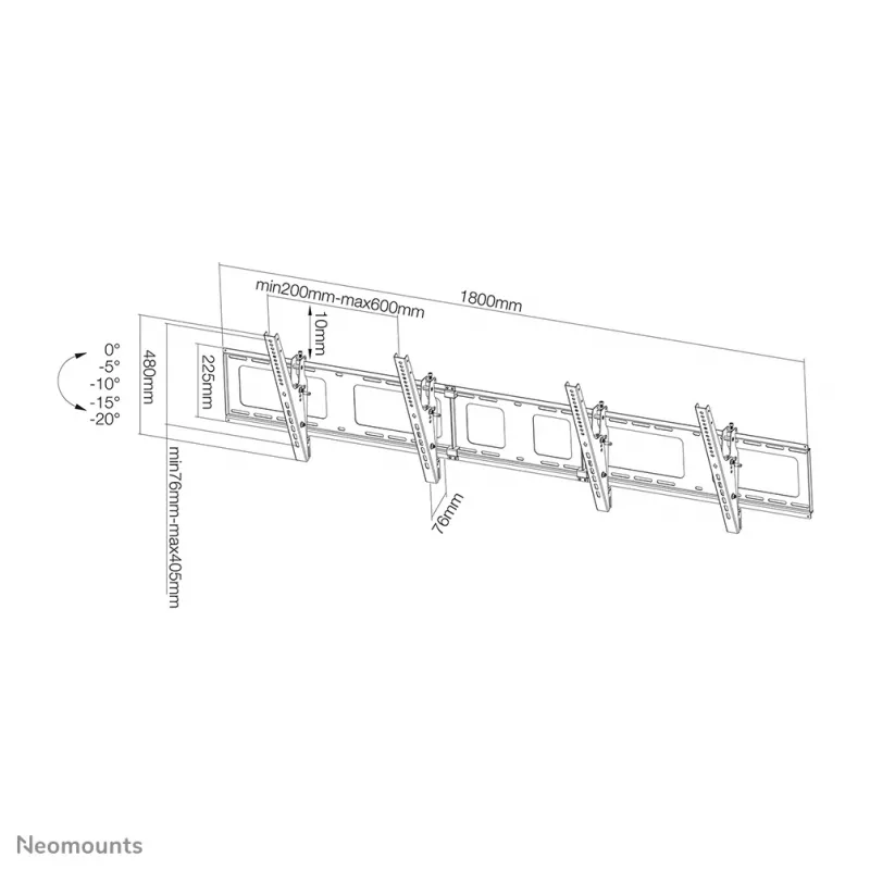 Supporto a parete per menuboard Neomounts NS-WMB200Nero 40-52 inch - inclinabile