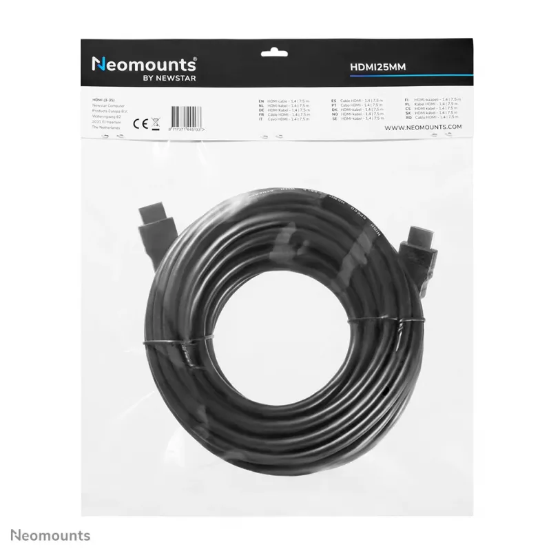 Cavo HDMI Neomounts HDMI25MM – 7,5 metri, 7,5 m, 10,2 Gbit/s, nero