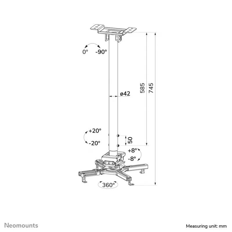 Supporto a soffitto Neomounts CL25-550BL1 nero 35 kg