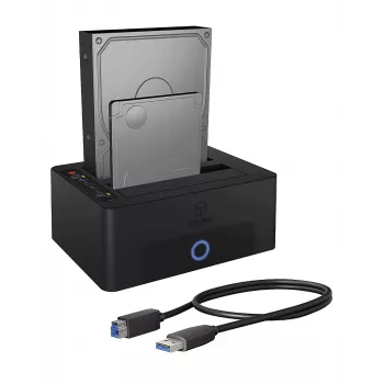 ICY BOX stazione di docking e clonazione a 2 bay per unità SATA da 2.5 pollici o 3.5 pollici a host USB 3.0
