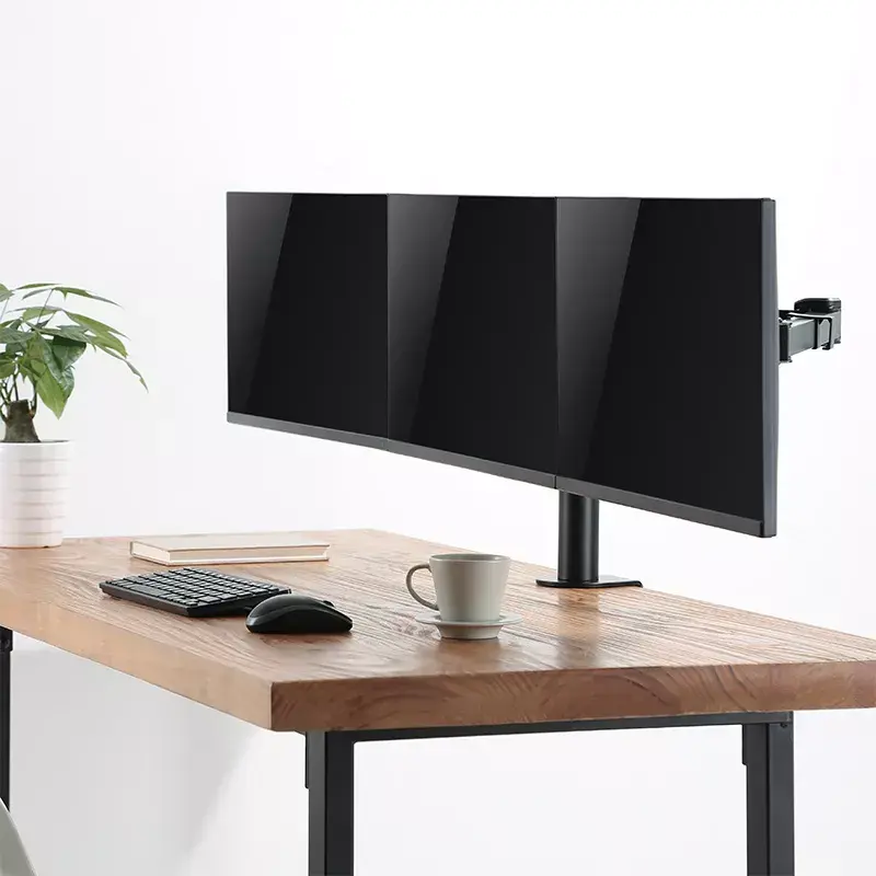 LogiLink BP0107 supporto da scrivania per tre monitor, 17-27 pollici, 7 kg per braccio, VESA 75x75/100x100, acciaio, nero