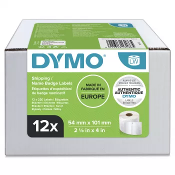 DYMO Authentic LabelWriter etichette grandi per spedizioni/badge nominativi | 54 mm x 101 mm | 12 rotoli da 220 (2.640 etichette Easy-Peel) | autoadesive | per etichettatrici LabelWriter