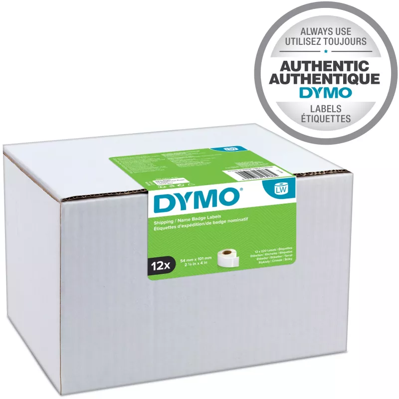 DYMO S0722420 LabelWriter etichette per spedizioni/cartellini nome, 54 x 101 mm, 12 rotoli x 220 (2640 etichette), autoadesive, bianche