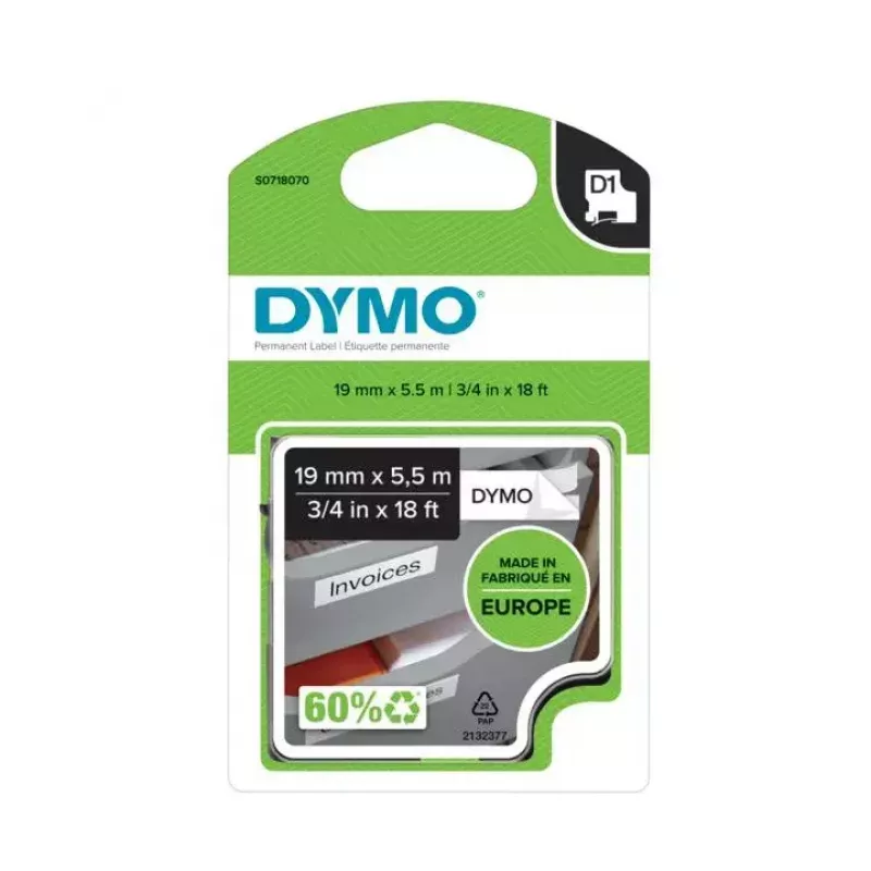 Nastro etichette DYMO D1 Durable nero su bianco 19mm