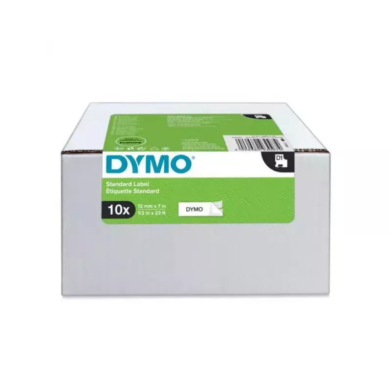DYMO Authentic etichette D1 | stampa nera su bianco | 12 mm x 7 m | etichette autoadesive per etichettatrici LabelManager | 10 pezzi