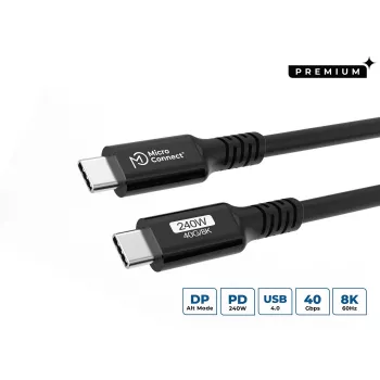 Cavo USB Microconnect USB4CC2-240W 2m USB4 Gen 3x2 40 Gbit/s nero