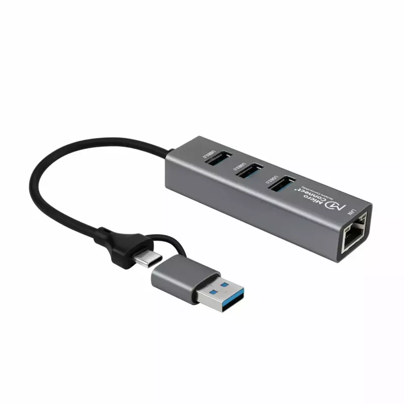 Microconnect USBHUB-RJ45-2IN1 hub di interfaccia USB 3.2 Gen 1 (3.1 Gen 1) Type-A 5000 Mbit/s nero