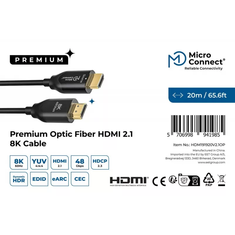 Microconnect Premium Optic cavo HDMI 20m