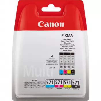 Cartucce d'inchiostro Canon CLI-571 BK/C/M/Y multipack, nero, ciano, magenta, giallo, 4 pezzi, 349 pagine, multipack