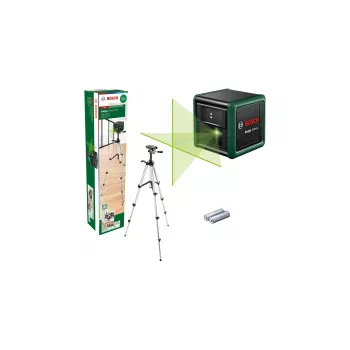Livella laser Bosch Quigo Green con treppiede 1,1 m — set laser a croce compatto
